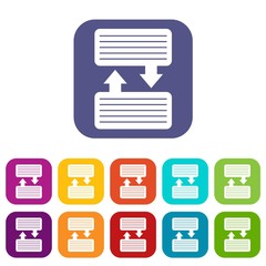 Fototapete - Infographic blocks with arrows icons set vector illustration in flat style in colors red, blue, green, and other