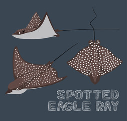 Spotted Eagle Ray Cartoon Vector Illustration