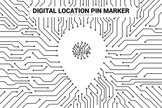 Location Pin Marker from circuit board line, Digital GPS icon