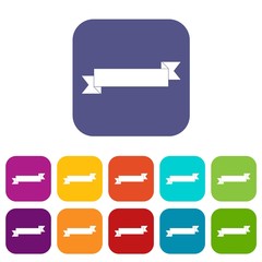 Poster - Origami ribbon icons set vector illustration in flat style in colors red, blue, green, and other
