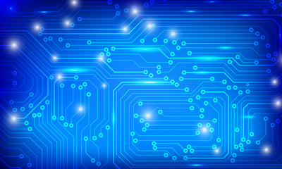 Aufkleber - Circuit Board Future Scifi Technology Pattern Vector Background. Blue Abstract Communication Trace Connection Illustration.