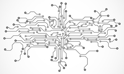 Fototapete - Circuit Board Hi Technology Grayscale Color Texture Vector Background