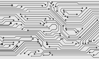 Poster - Circuit Board Hi Technology Grayscale Color Tone Pattern Vector Background