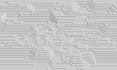 Wall Mural - Circuit Board Hi Technology Grayscale Color Tone Pattern Vector Background