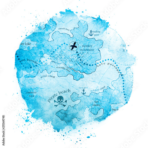 watercolor treasure map illustration