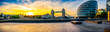 Riverside sunrise panorama of London landmarks 