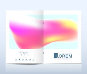Aufkleber - Modern vector template for brochure, leaflet, flyer, cover, catalog in A4 size. Abstract fluid 3d shapes vector trendy liquid colors backgrounds set. Colored fluid graphic composition illustration.