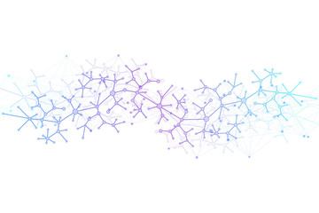 Poster - Scientific vector illustration genetic engineering and gene manipulation concept. DNA helix, DNA strand, molecule or atom, neurons. Abstract structure for Science or medical background