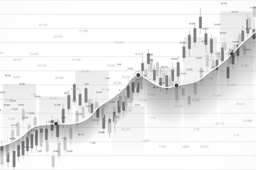 Aufkleber - Stock market and exchange. Business Candle stick graph chart of stock market investment trading. Stock market data. Bullish point, Trend of graph. Vector illustration.