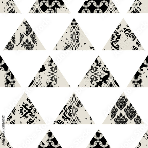 Plakat na zamówienie Seamless pattern, patchwork tiles. Can be used on packaging paper, fabric, background for different images, etc. Freehand drawing