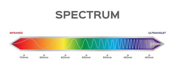 infographic of Visible spectrum color. sunlight color