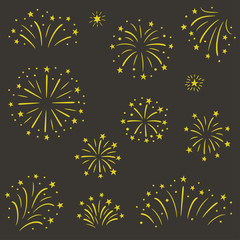 Wall Mural - vector illustration set of fireworks