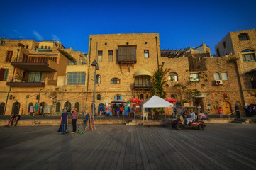 Tel Aviv, Israel - April 21, 2017: Ancient stone streets in Arabic style in Old Jaffa