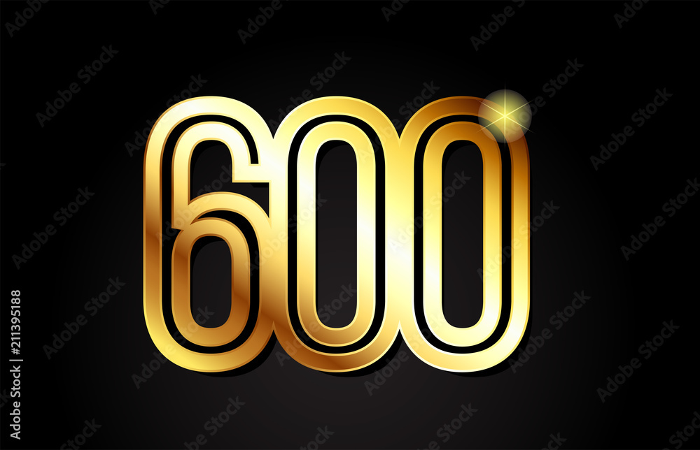 gold number 600 logo icon design
