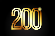 Gold Number 200 Logo Icon Design
