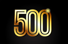 Gold Number 500 Logo Icon Design