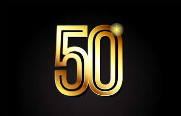 gold number 50 logo icon design