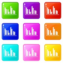 Poster - Financial analysis chart icons of 9 color set isolated vector illustration