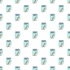Poster - Red pencil and notepad pattern seamless repeat in cartoon style vector illustration