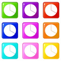 Poster - Circle chart infographic icons of 9 color set isolated vector illustration