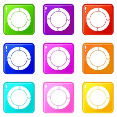 Poster - Diagram pie chart with arrows icons of 9 color set isolated vector illustration