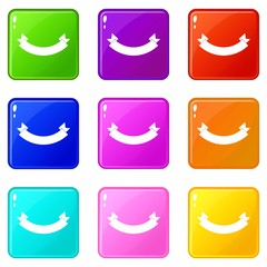 Poster - Origami banner icons of 9 color set isolated vector illustration