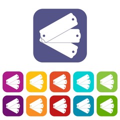 Poster - Three tags icons set vector illustration in flat style in colors red, blue, green, and other