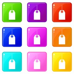 Poster - Black tag icons of 9 color set isolated vector illustration