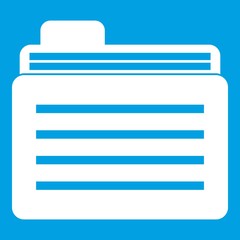 Poster - File folder icon white isolated on blue background vector illustration