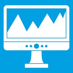 Poster - Monitor and a chart icon white isolated on blue background vector illustration