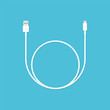 White USB cable. Vector illustration in flat style