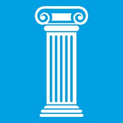 Wall Mural - Roman column icon white isolated on blue background vector illustration