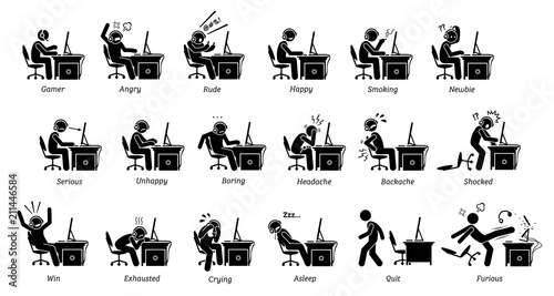 Fotomural Gamer reactions, feelings, and emotions while playing PC games