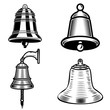 Set of ship bell illustrations on white background. Design element for logo, label, emblem, sign.