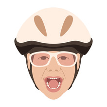 Bicyclist Child  In Helmet Vector Illustration Flat Style  Front 