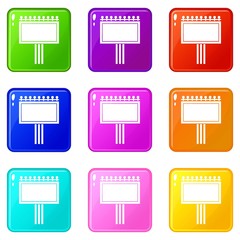 Poster - Board for statistics icons of 9 color set isolated vector illustration
