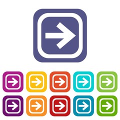 Poster - Arrow in square icons set vector illustration in flat style in colors red, blue, green, and other