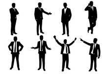 Vector Of Silhouette Set Of Businessman In Action