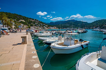 Some boats in the harbour on a sunny day in Spain, Majorca 2018