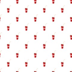 Poster - Glass with straw pattern seamless repeat in cartoon style vector illustration