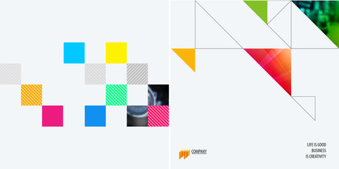 Poster - Set of modern design abstract templates. Creative business background with colourful triangles for promotion, banner, brand printing, business, decoration, branding