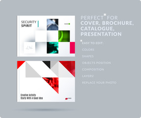 Wall Mural - square design presentation template with colourful rectangles shadows. abstract vector set of modern