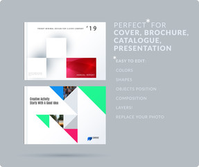 Wall Mural - square design presentation template with colourful rectangles shadows. abstract vector set of modern
