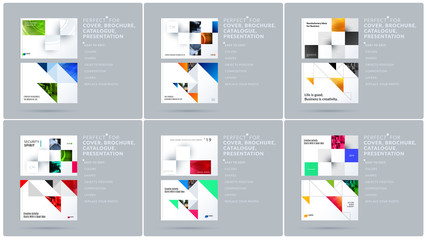 Wall Mural - square design presentation template with colourful rectangles shadows. abstract vector set of modern