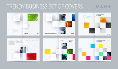 Wall Mural - square design presentation template with colourful rectangles shadows. abstract vector set of modern