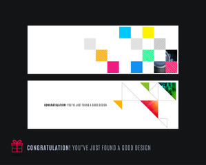 Wall Mural - Abstract vector set of horizontal website banners with colourful flowers abstract shapes for web design.