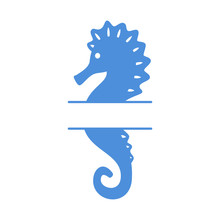 Sea Horse - Split Monogram. Seahorse Silhouette. Vector Icon Isolated On White Background.