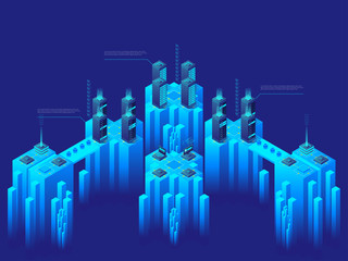 Poster - high technology concept. supercomputer. big data center.
