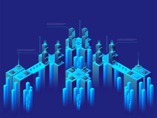 Poster - high technology concept. supercomputer. big data center.