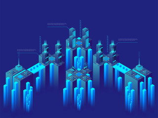 Poster - high technology concept. supercomputer. big data center.